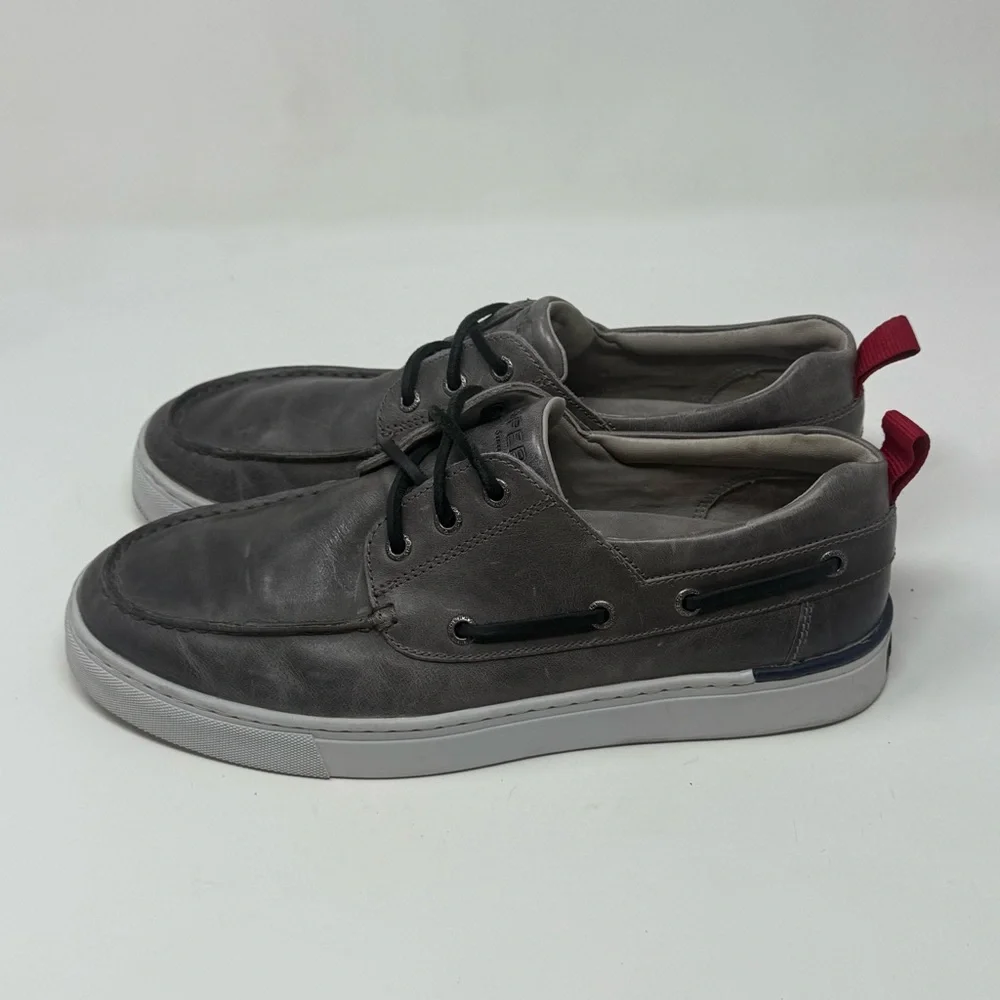Sperry Gold Cup Victura 3 Eye Boat Shoes Mens 8.5 Gray Leather Casual Preppy